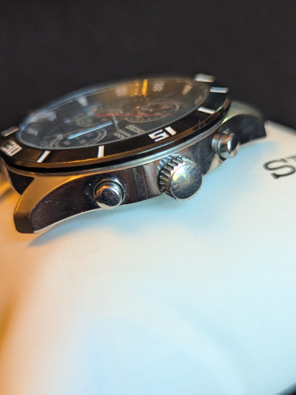 Seiko Men's Chronograph 4T57 Watch Black Dial - no band - Picture 4 of 7